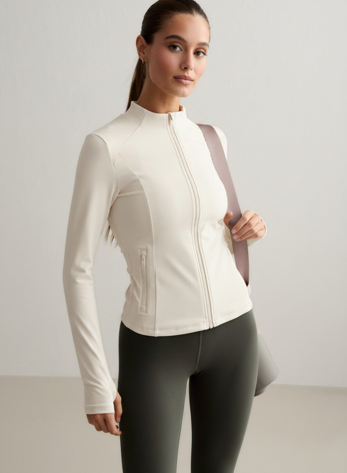 Almond White Sense Zip Jacket – AIM'N