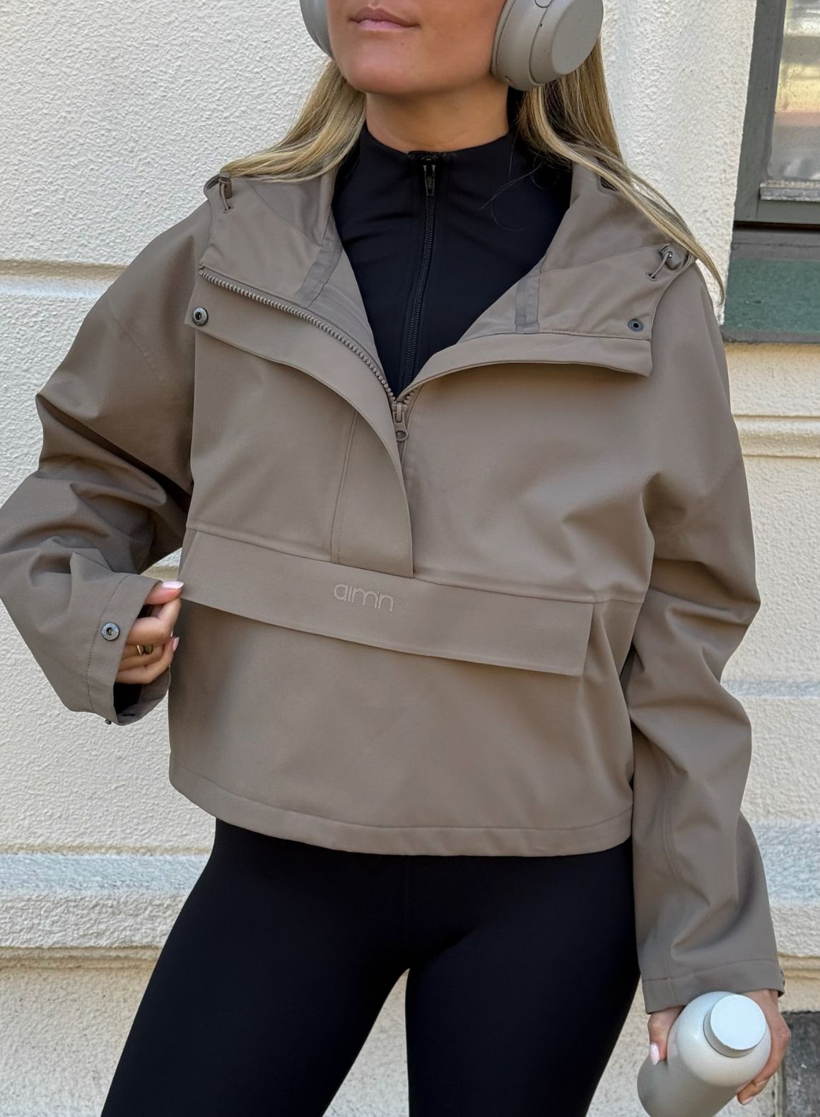 Nougat Cropped Waterproof Anorak – AIM'N