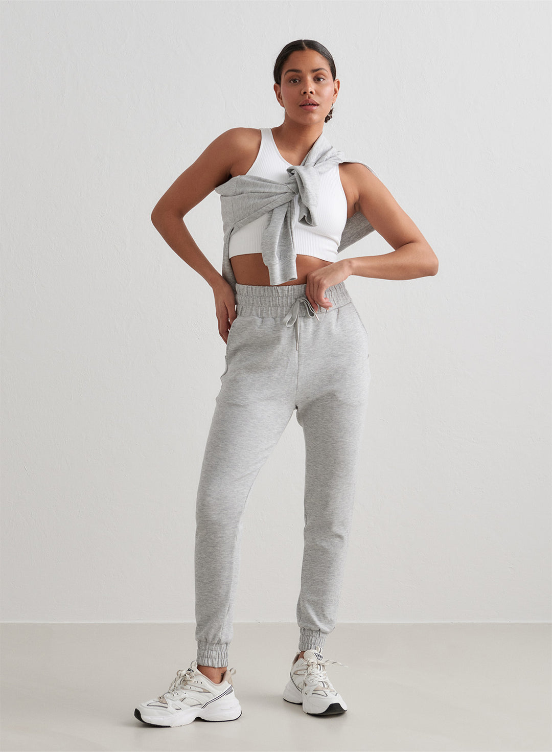 Shadow Grey Light Grey Melange Comfy Sweatpants – AIM'N