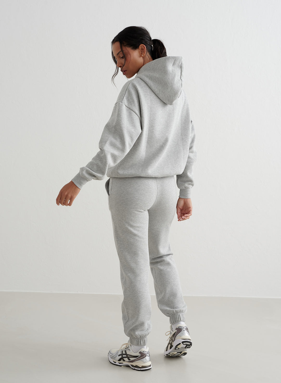 Grey Melange Varsity Sweat Hood – AIM'N