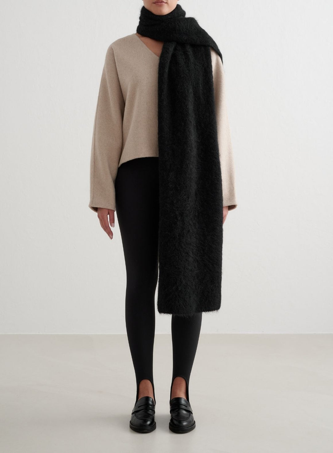 小物 stein ALPACA LONG MUFFLER BLACK Black Alpaca Knit Scarf – AIM'N