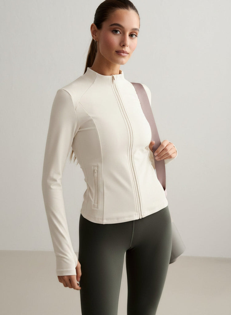 Almond White Sense Zip Jacket – AIM'N