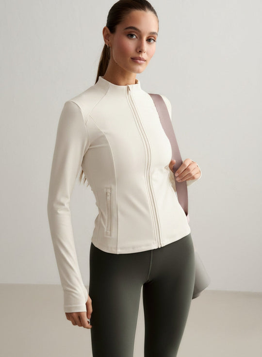 Almond White Sense Zip Jacket – AIM'N