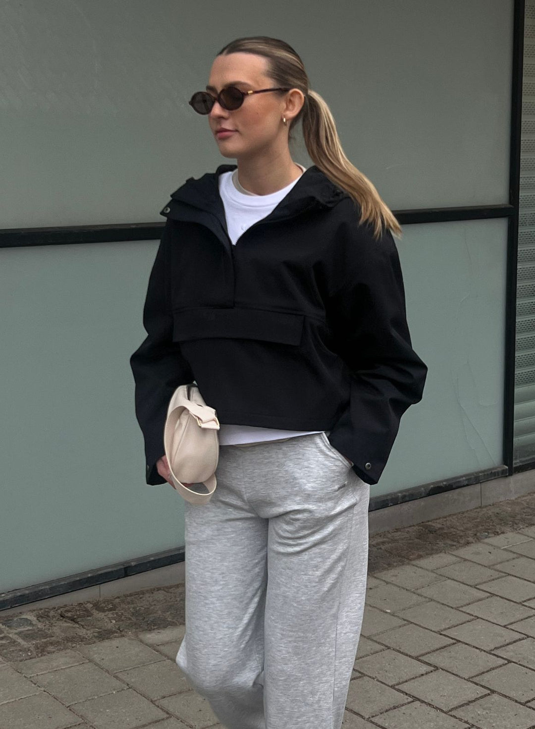 Black Cropped Waterproof Anorak – AIM'N