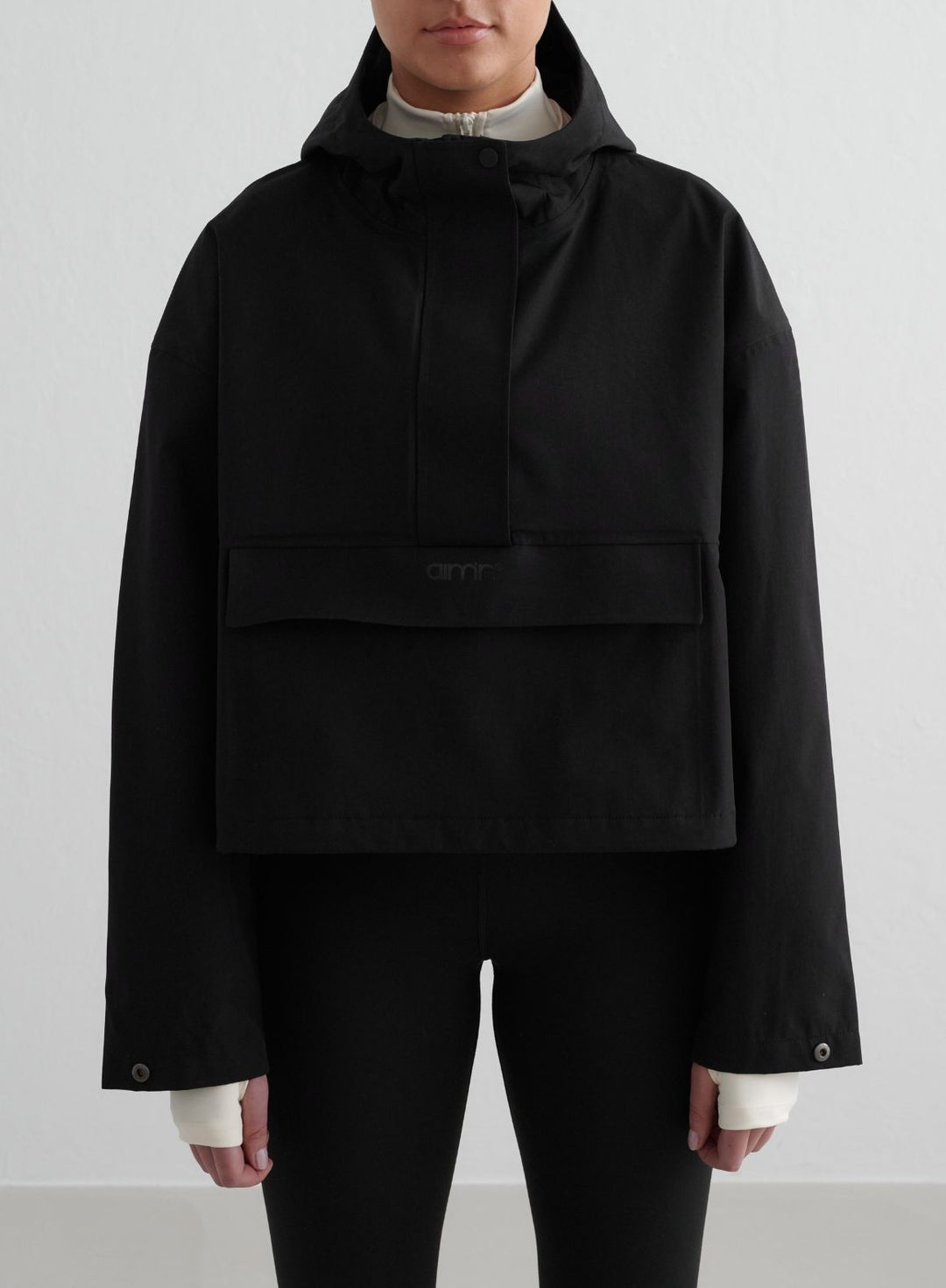Black Cropped Waterproof Anorak – AIM'N