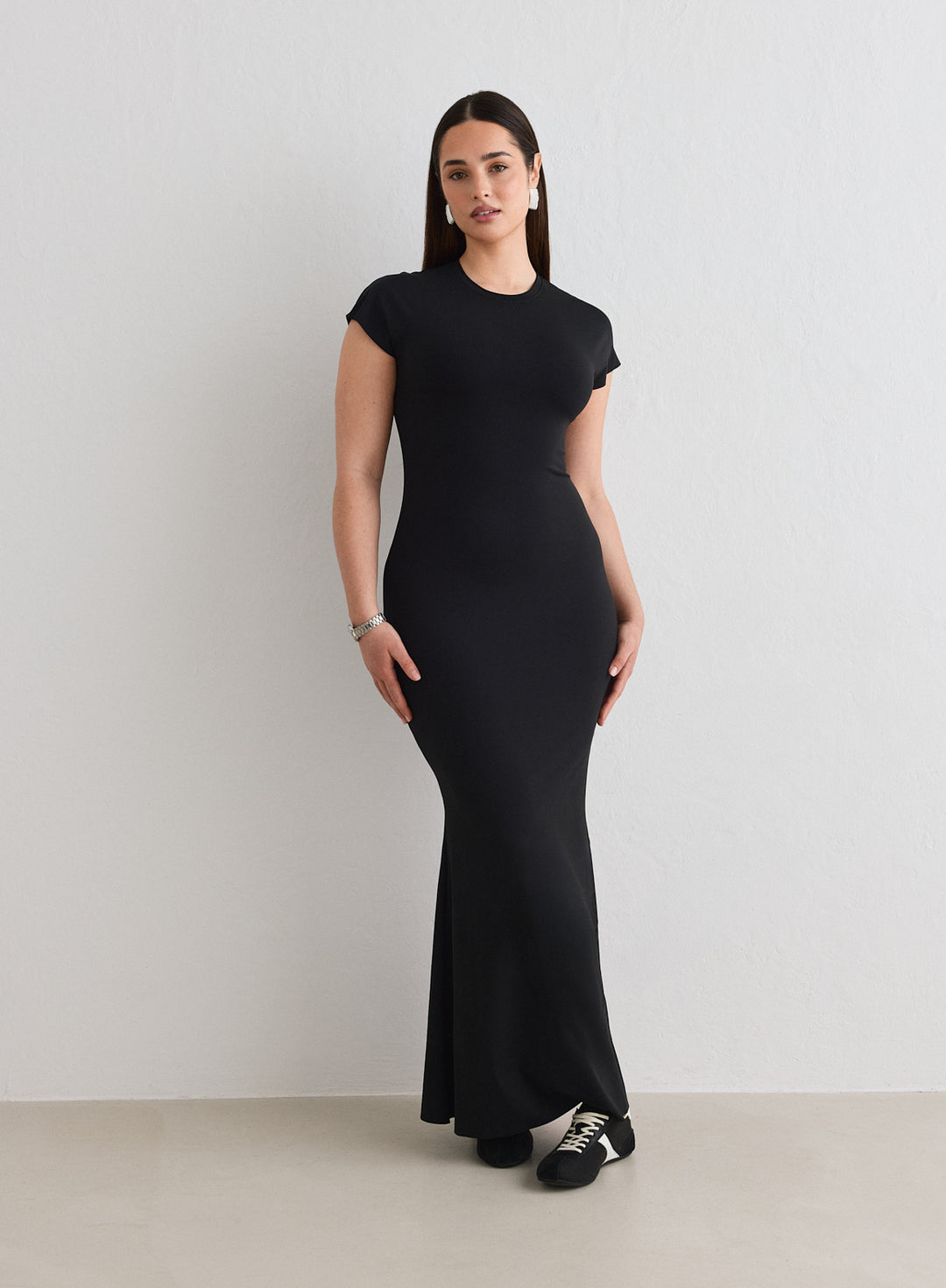 Aim'n - Black Sense Mermaid Cap Sleeve Dress - Black - Skirt/skort