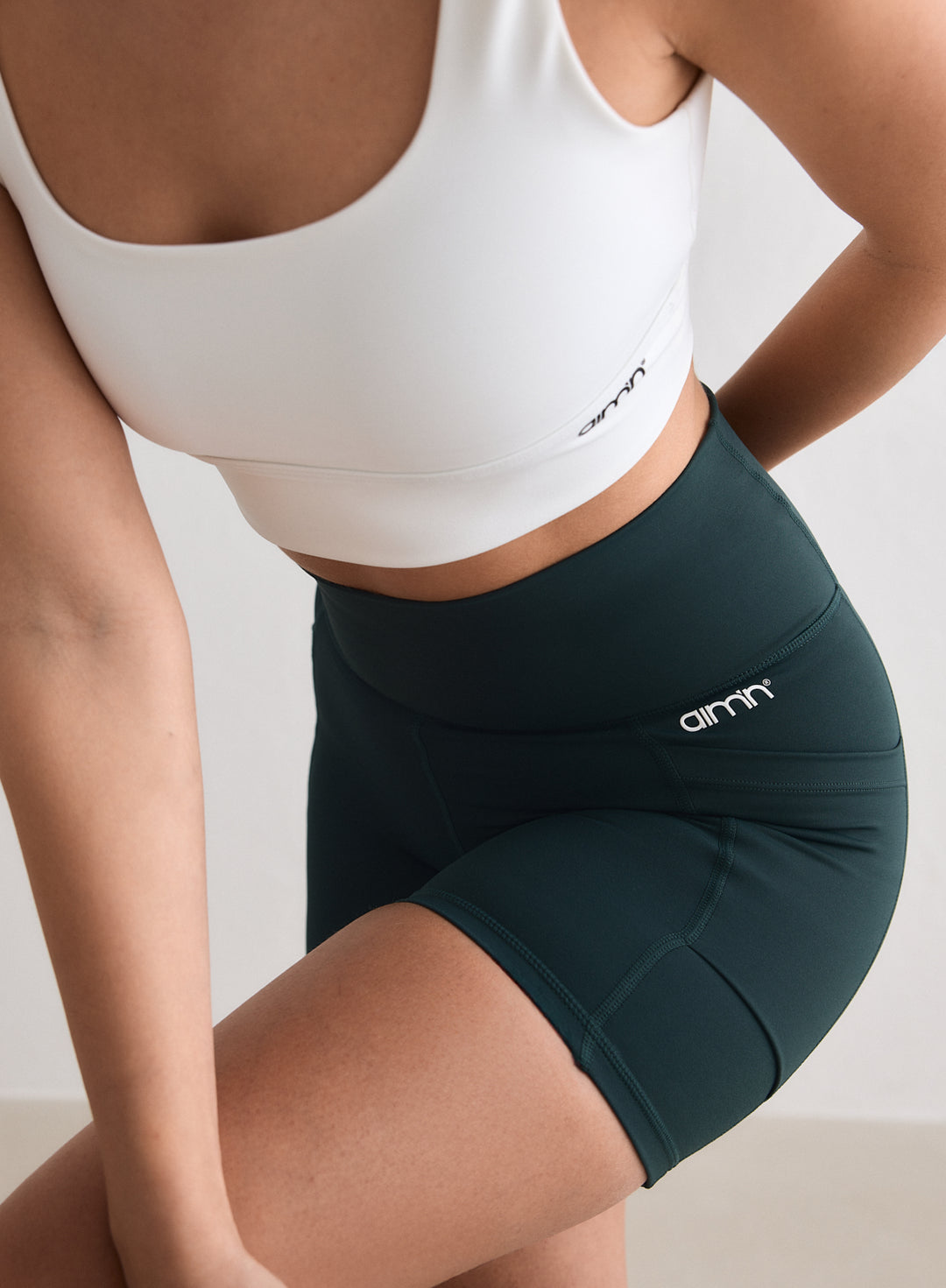 Deep Emerald Double Pocket Midi Biker Shorts – AIM'N