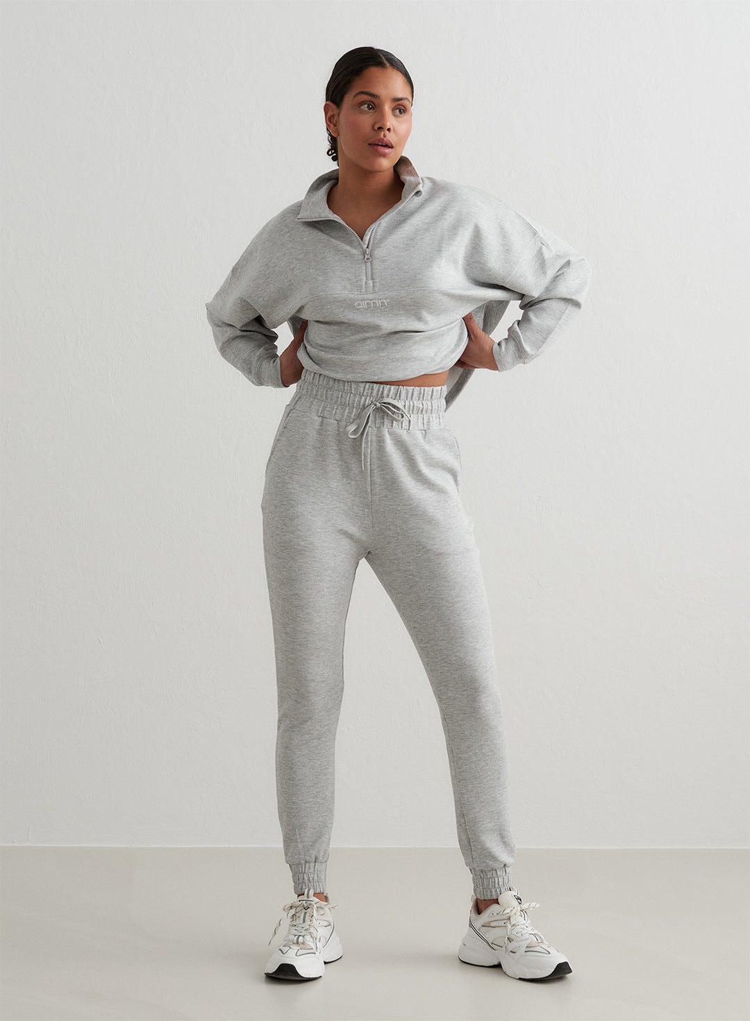 Shadow Grey Light Grey Melange Comfy Sweatpants – AIM'N