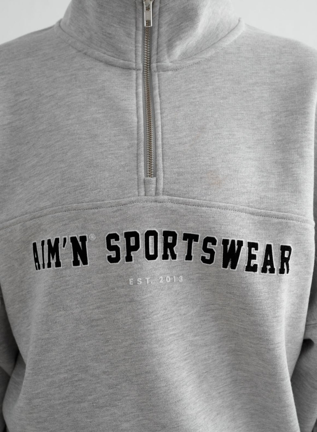 Rhinestone Logo Half Zip Sweat 新品未使用 Grey Melange Varsity Sweat Half Zip – AIM'N