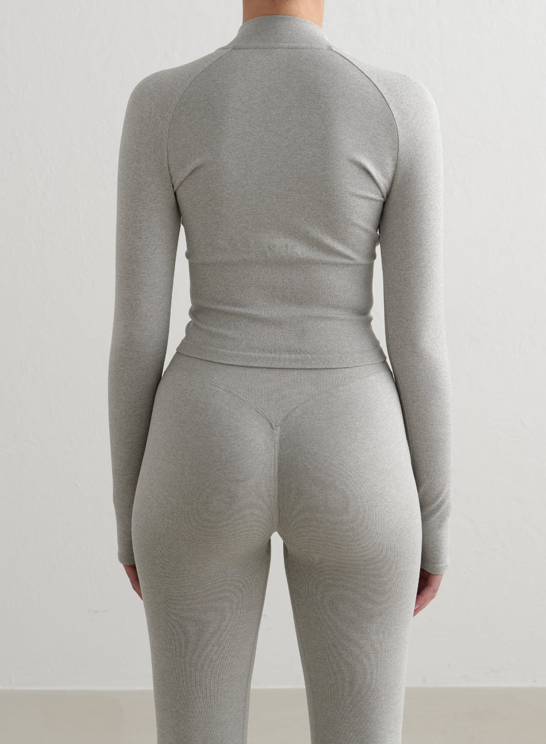 Grey Melange Shape Seamless Zip Jacket – AIM'N
