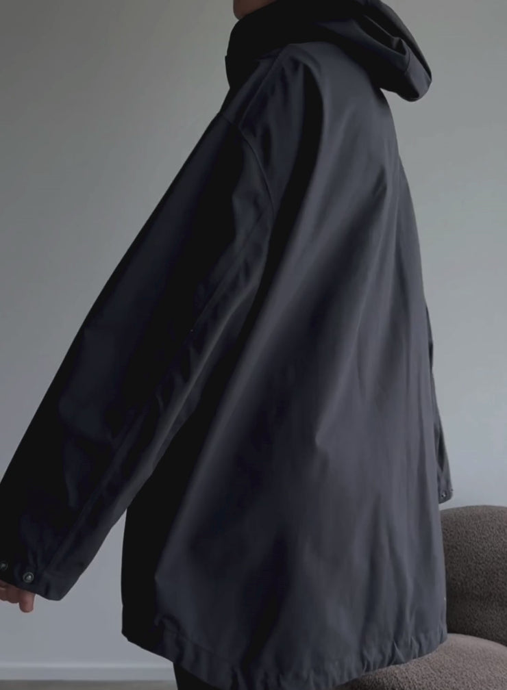 Black Waterproof Oversized Anorak – AIM'N